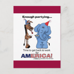 Donkey and Elephant Enough Partying! Invitation Postcard