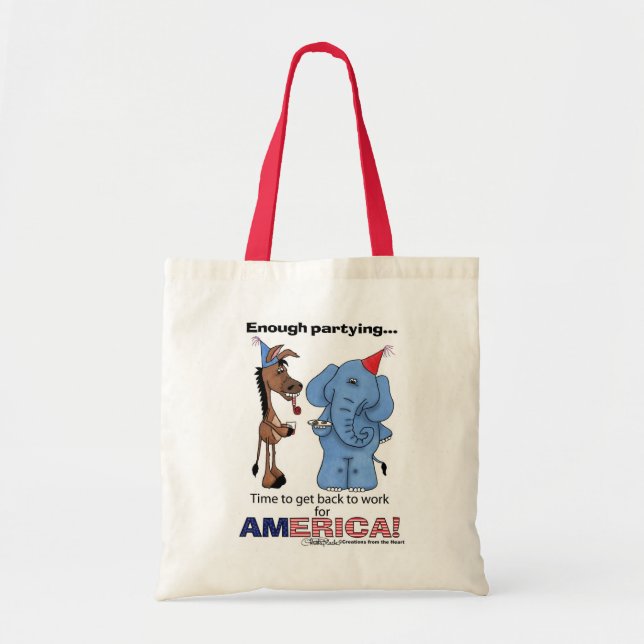 Donkey and Elephant Enough Partying! Tote Bag (Front)