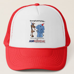 Donkey and Elephant Enough Partying Trucker Hat