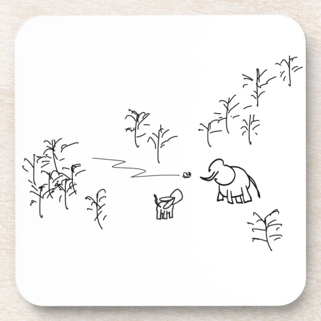 donkey and elephant look at flying insect coaster (Front)