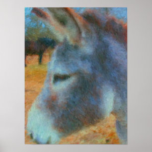Donkey and Horse painting poster