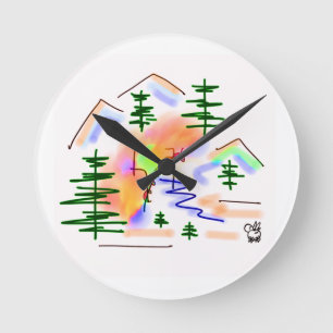 donkey and rainbow round clock