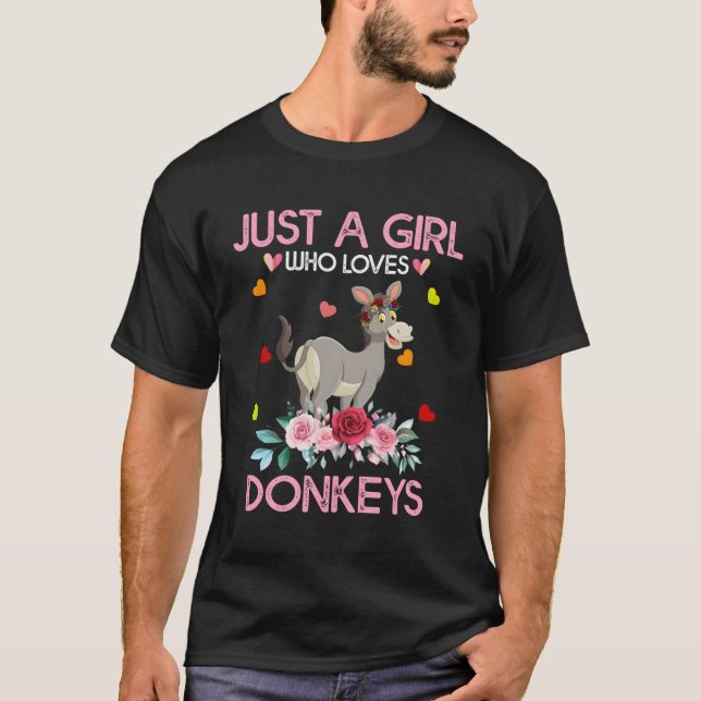 Donkey Animal Lover Gift Just A Girl Who Loves Don T-Shirt (Front)