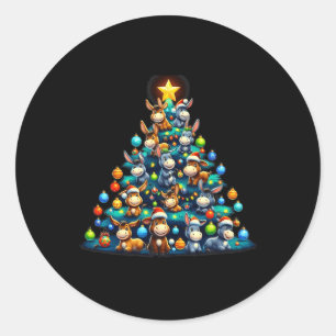 Donkey Animal Lover Xmas Gift Donkey Christmas Tre Classic Round Sticker
