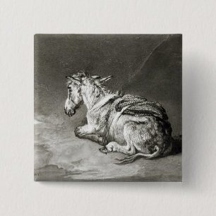 Donkey at Rest 15 Cm Square Badge
