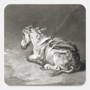 Donkey at Rest Square Sticker