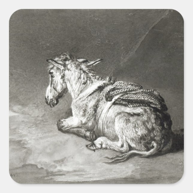 Donkey at Rest Square Sticker (Front)