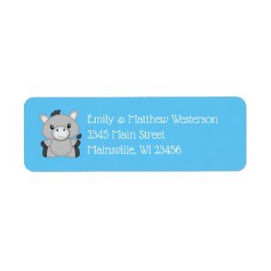 Donkey Baby Shower Blue Return Address Label