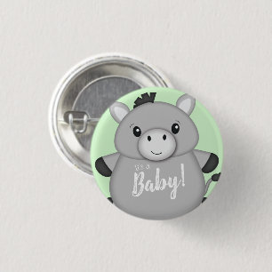 Donkey Baby Shower Green 3 Cm Round Badge
