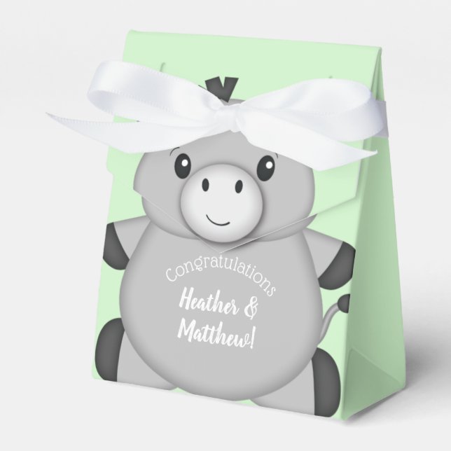 Donkey Baby Shower Green Favour Box (Front Side)