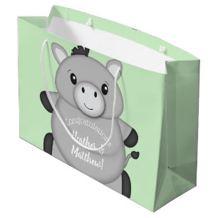 Donkey Baby Shower Green Large Gift Bag