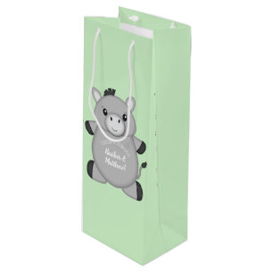 Donkey Baby Shower Green Wine Gift Bag