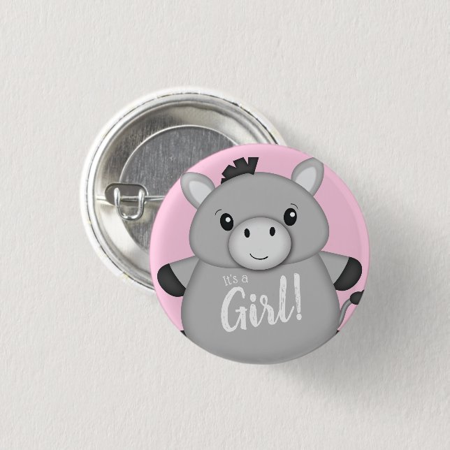 Donkey Baby Shower Pink 3 Cm Round Badge (Front & Back)
