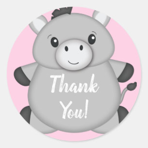 Donkey Baby Shower Pink Classic Round Sticker