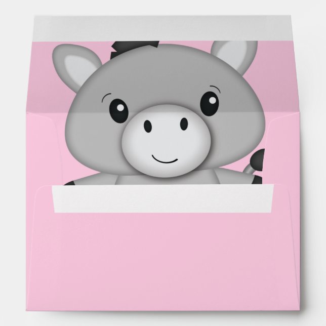 Donkey Baby Shower Pink Envelope (Back (Bottom))
