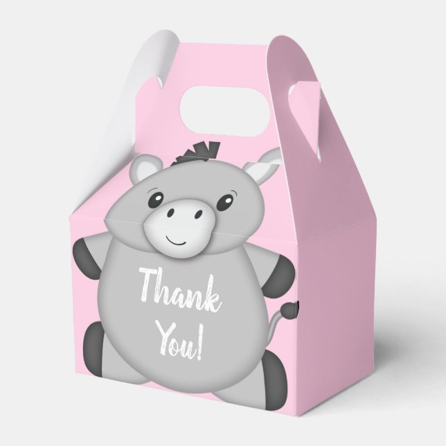 Donkey Baby Shower Pink Favour Box (Front Side)
