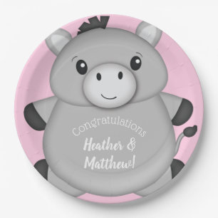 Donkey Baby Shower Pink Paper Plate
