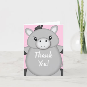 Donkey Baby Shower Pink Thank You Card