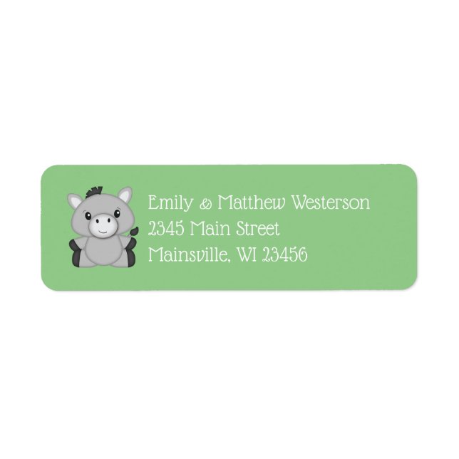 Donkey Baby Shower Return Address Label (Front)