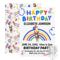 Donkey Birthday Invitation White