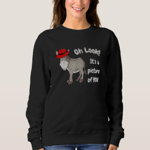 Donkey Burro Mule With Red Hat Fedora Sweatshirt