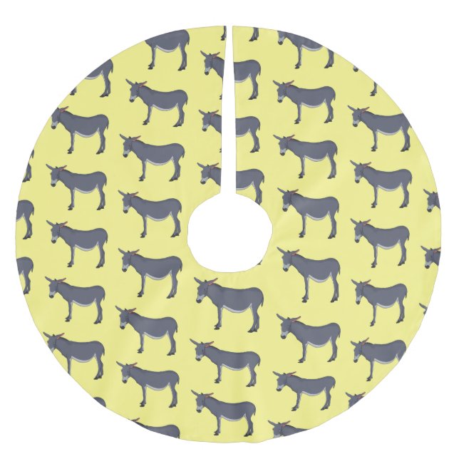 Donkey cartoon illustration  brushed polyester tree skirt (Front)