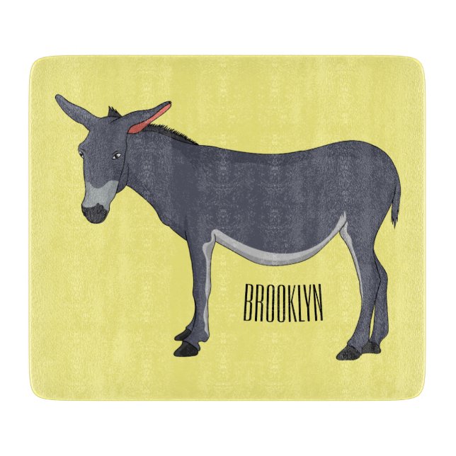 Donkey cartoon illustration cutting board (Front)