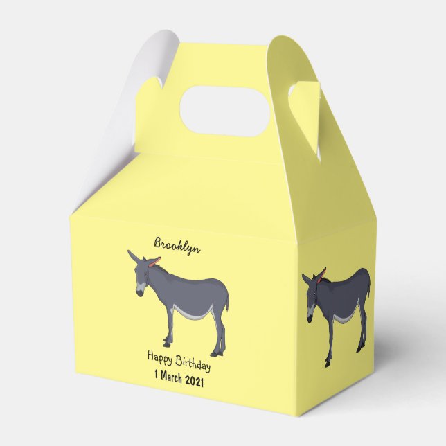 Donkey cartoon illustration favour box (Front Side)