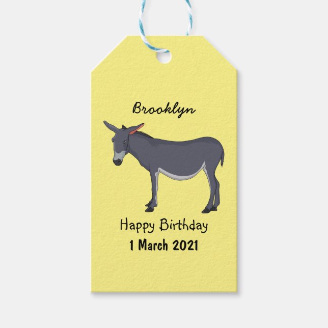 Donkey cartoon illustration gift tags (Front)