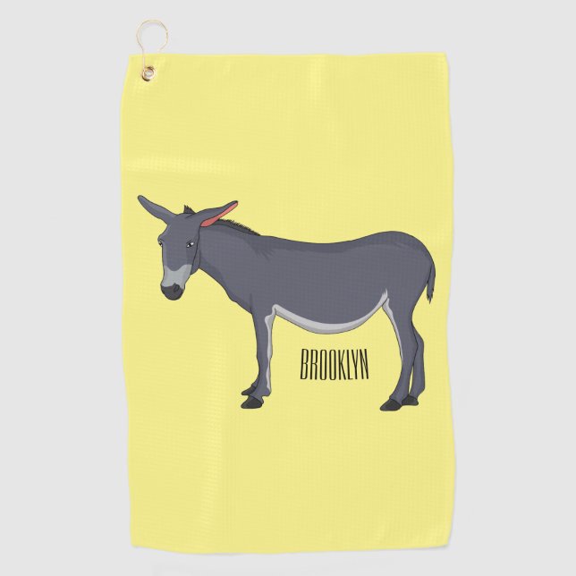 Donkey cartoon illustration golf towel (Front)