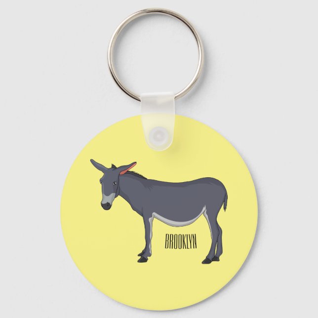 Donkey cartoon illustration key ring (Front)