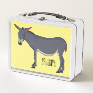 Donkey cartoon illustration metal lunch box