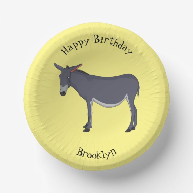 Donkey cartoon illustration paper plate (Front)