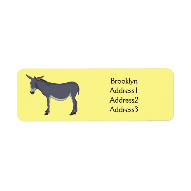 Donkey cartoon illustration  return address label (Front)
