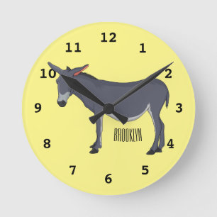 Donkey cartoon illustration  round clock