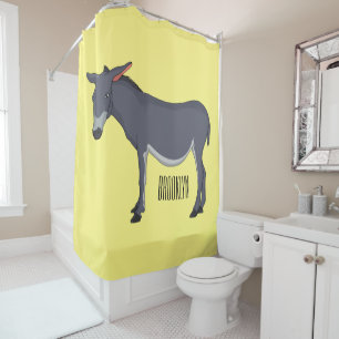 Donkey cartoon illustration shower curtain