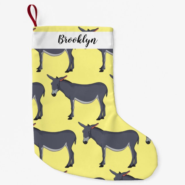 Donkey cartoon illustration  small christmas stocking (Front)