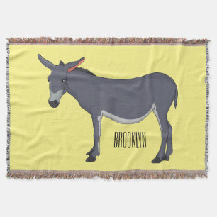 Donkey cartoon illustration  throw blanket