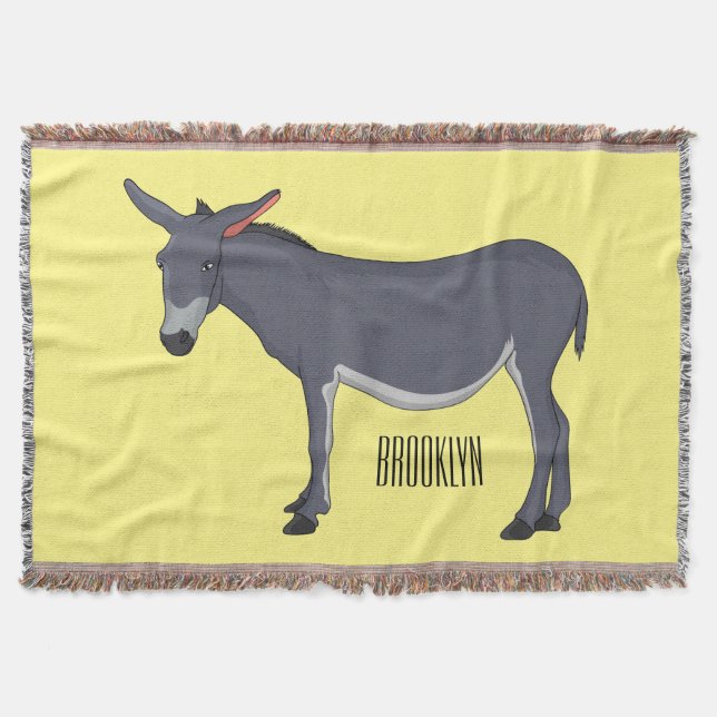 Donkey cartoon illustration  throw blanket (Front)
