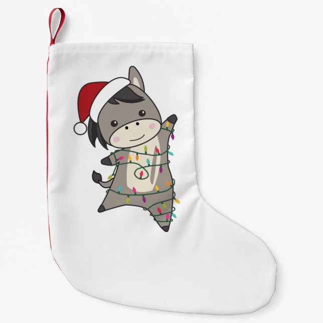Donkey Christmas Donkeys Winter Animals Adult Clot Small Christmas Stocking (Front)