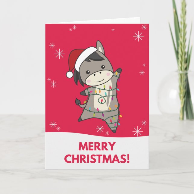 Donkey Christmas Donkeys Winter Animals Card (Front)