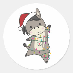 Donkey Christmas Donkeys Winter Animals Classic Round Sticker