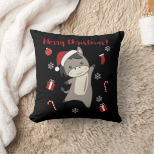 Donkey Christmas Donkeys Winter Animals Cushion