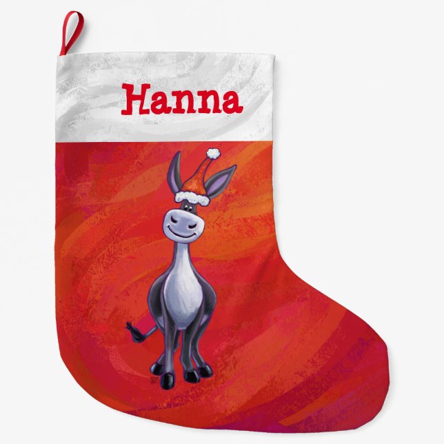 Donkey Christmas Large Christmas Stocking (Front)
