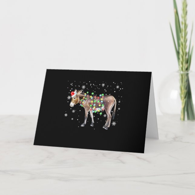 Donkey Christmas Lights Colour  | Santa Donkey Gif Card (Front)