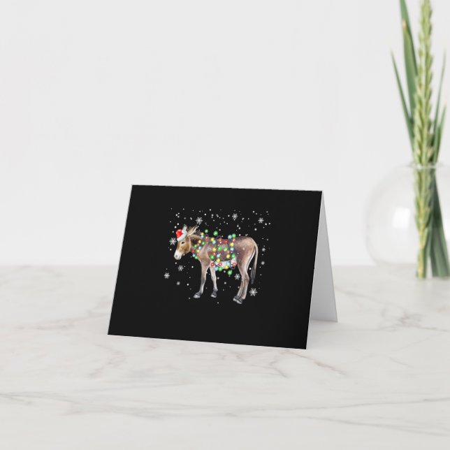 Donkey Christmas Lights Colour  | Santa Donkey Gif Card (Front)