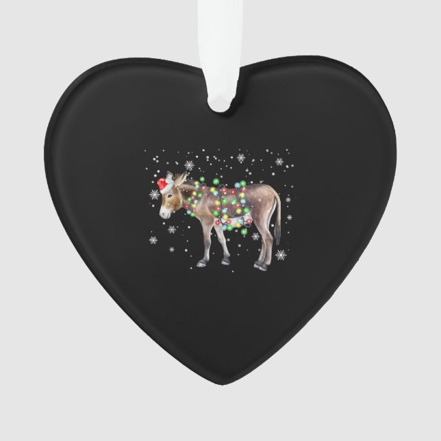 Donkey Christmas Lights Colour  | Santa Donkey Gif Ornament (Front)