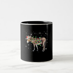Donkey Christmas Lights Colour    Santa Donkey Gif Two-Tone Coffee Mug