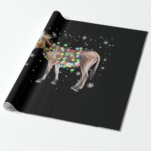 Donkey Christmas Lights Colour    Santa Donkey Gif Wrapping Paper