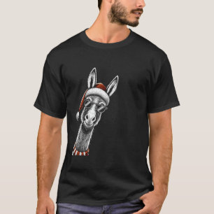 Donkey Christmas Santa Hat Pajama Funny Donkey Xma T-Shirt